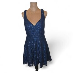 City Triangles Navy Lace Mini Dress